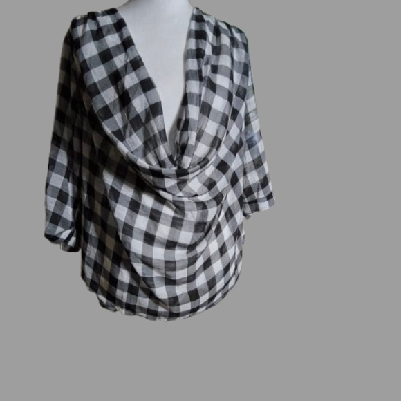 She + Sky Black and White Plaid Blouse - Picture 1 of 7